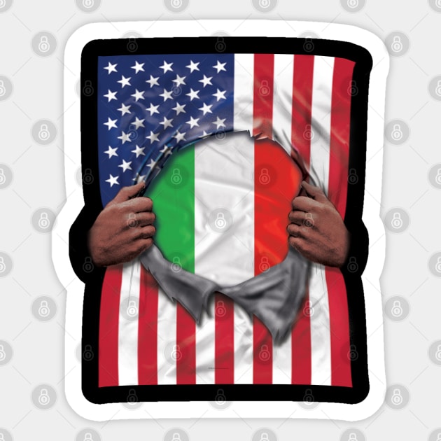 Italy Flag American Flag Ripped - Gift for Italian From Italy Sticker by Country Flags